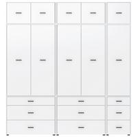 Drehtürenschrank mit Schubladen 225 cm Kivo, Weiß - Weiß, Basics, Holzwerkstoff (225/239,40/52,1cm)