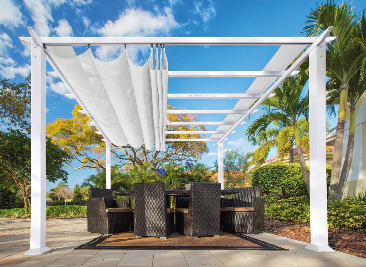 Pavillon Florenz 505x350cm Wetterfest - Weiß, Basics, Kunststoff/Metall (505/236/350cm)