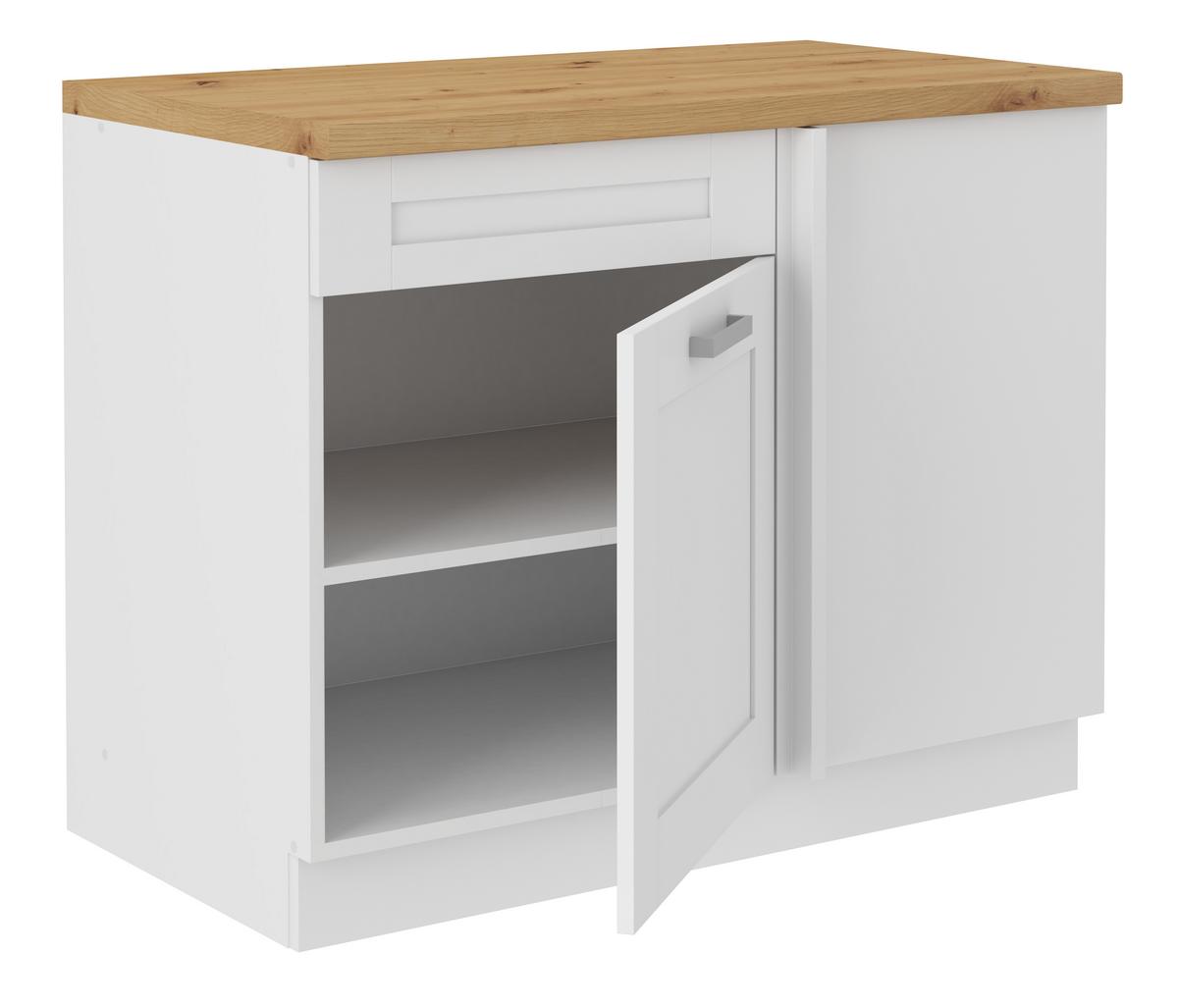 Eckunterschrank Luisa B: 110 cm Weiß - Weiß, ROMANTIK / LANDHAUS, Holzwerkstoff (110/86/60cm)