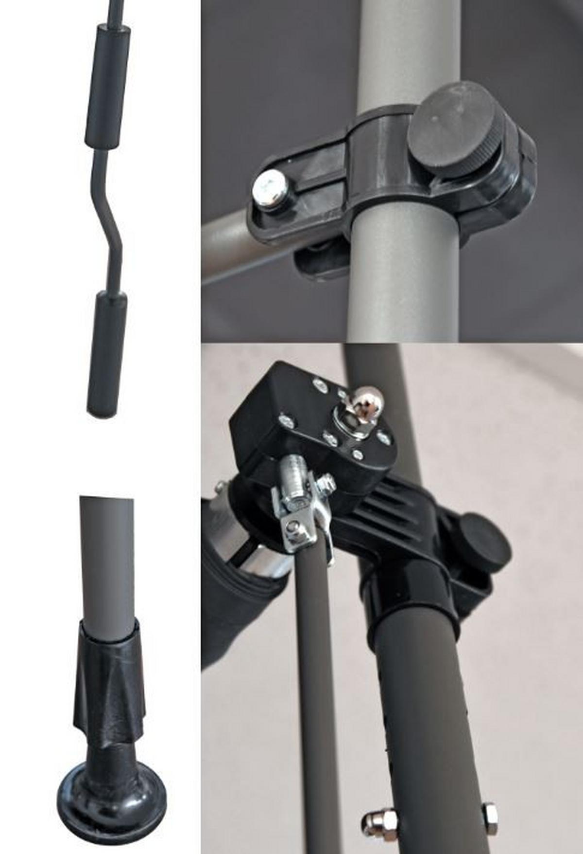 Klemmmarkise BxHxT: 200x200 300x120 cm Dunkelgrau/Weiß - Dunkelgrau, Basics, Textil/Metall (200/225-300/120cm)