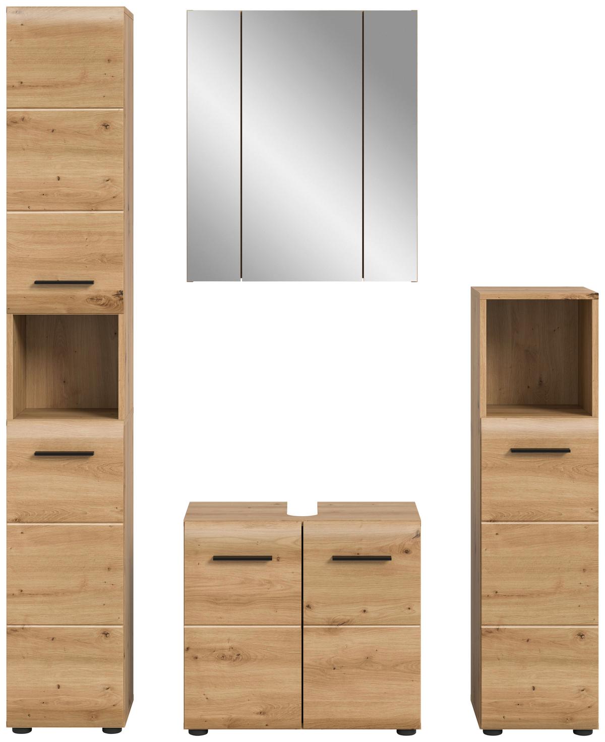Badezimmer Ice Eiche Artisan Dekor B: 150cm - Schwarz/Eiche Artisan, Basics, Holzwerkstoff (150cm) - MID.YOU