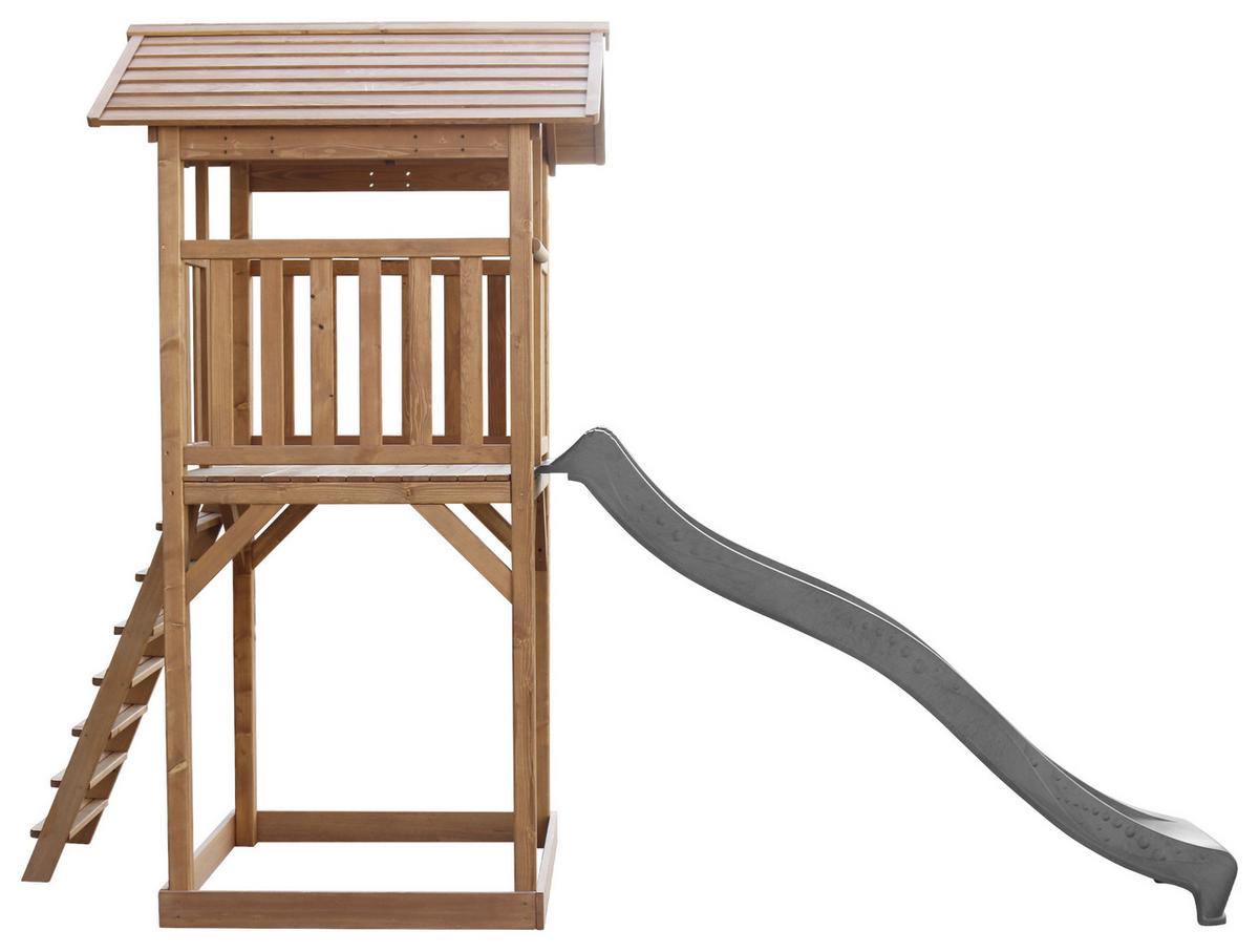 Spielturm A025.120.80 - Braun/Grau, KONVENTIONELL, Holz/Kunststoff (111,2/241,9/349cm) - Ambia Garden