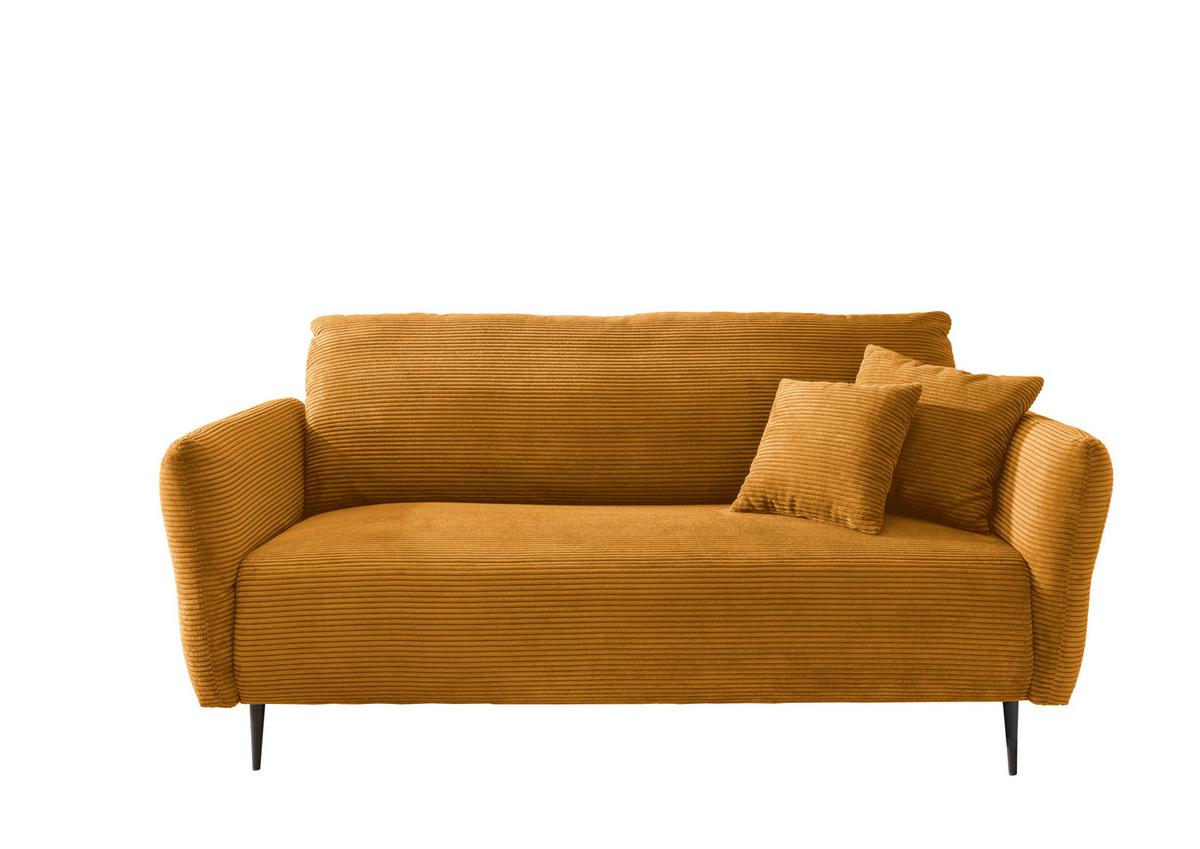 3-Sitzer-Sofa Vanilla Goldfarben - Goldfarben/Schwarz, Design, Textil (201/97/102cm) - Livetastic