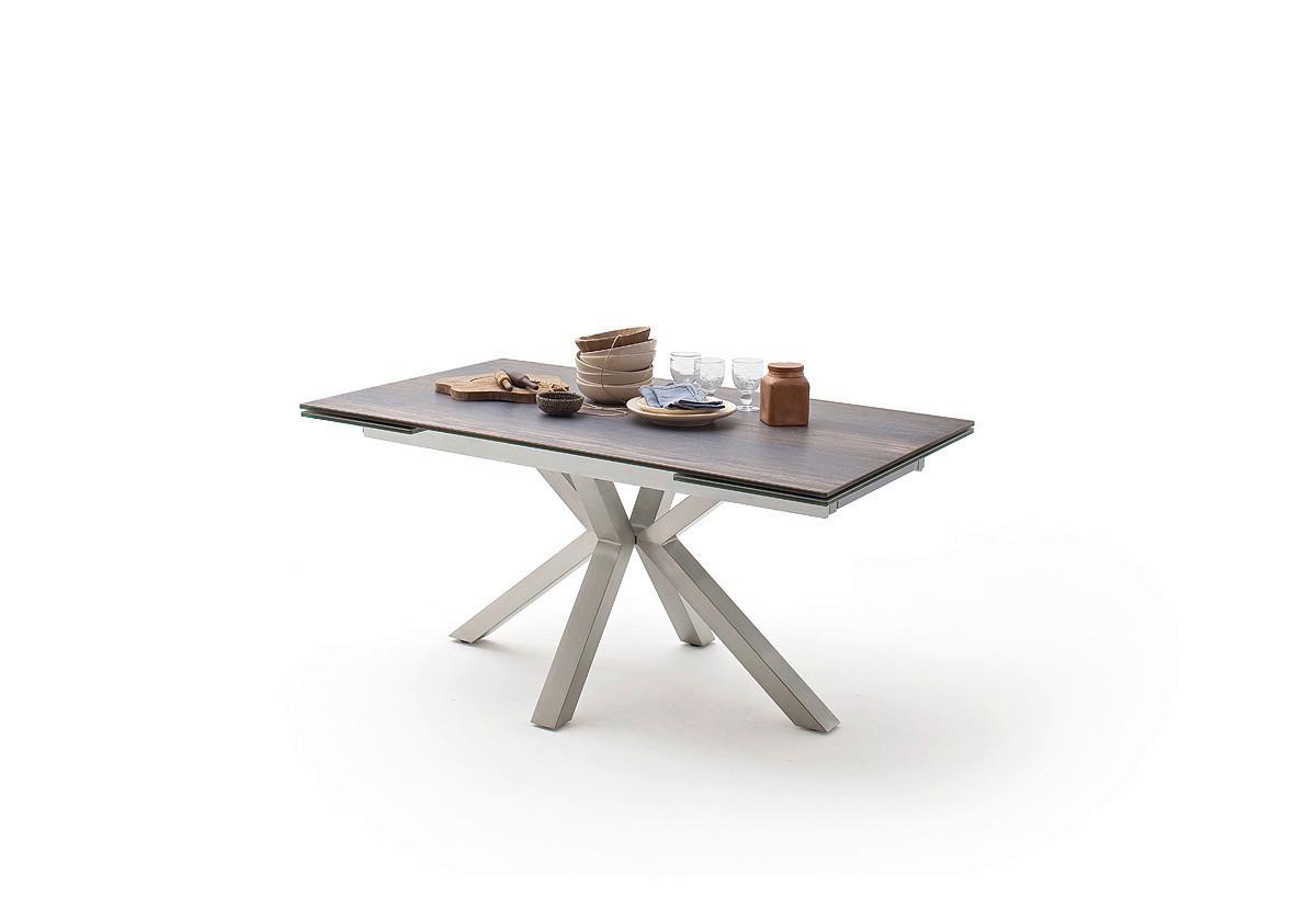 Ausziehtisch Nagano 160 Az 160-240x76x90 Cm Braun - Edelstahlfarben/Braun, Trend, Keramik/Metall (160-240/76/90cm)