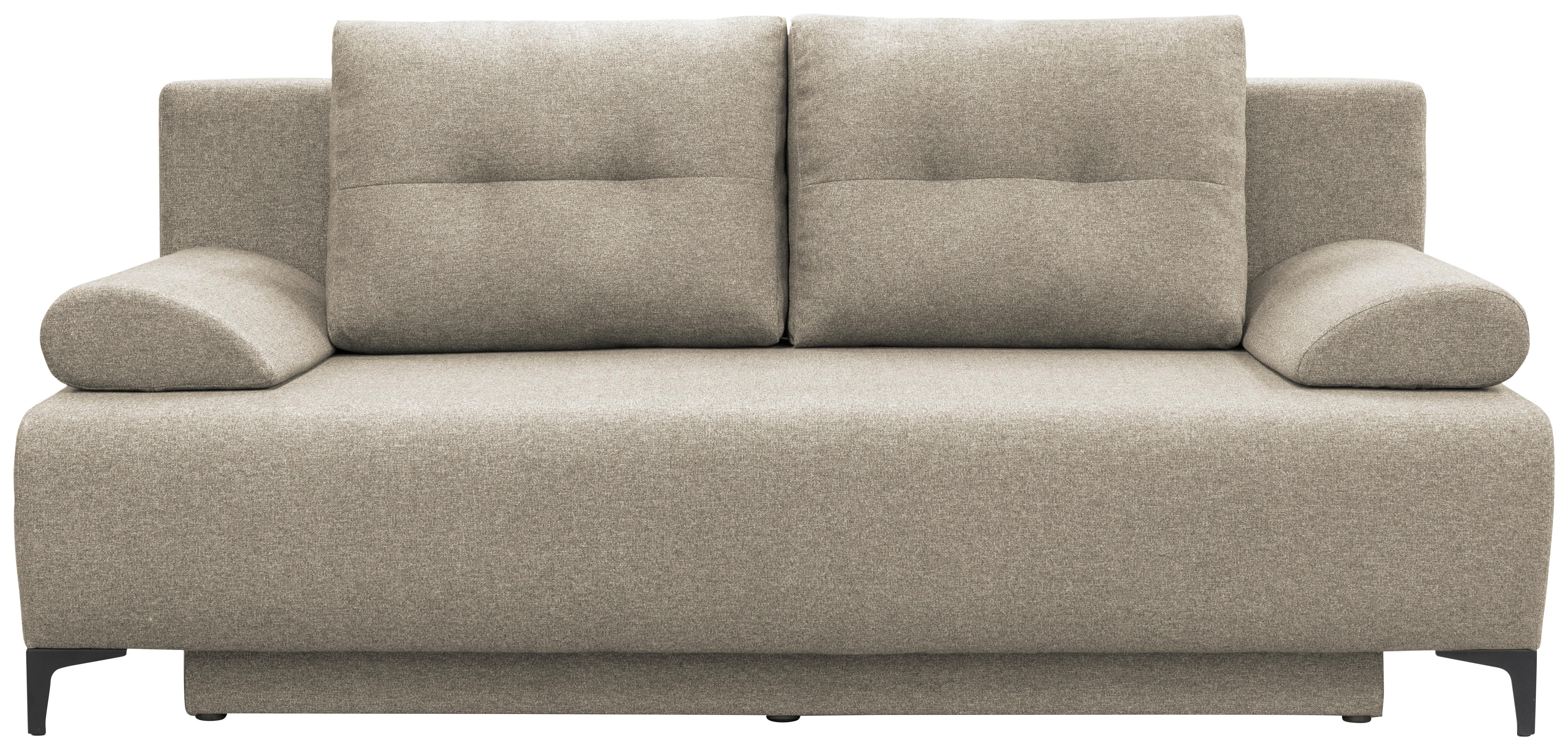Boxspringová pohovka VIERA, béžová barva - černá/tmavě šedá, Moderní, kov/textil (201/100/105cm)