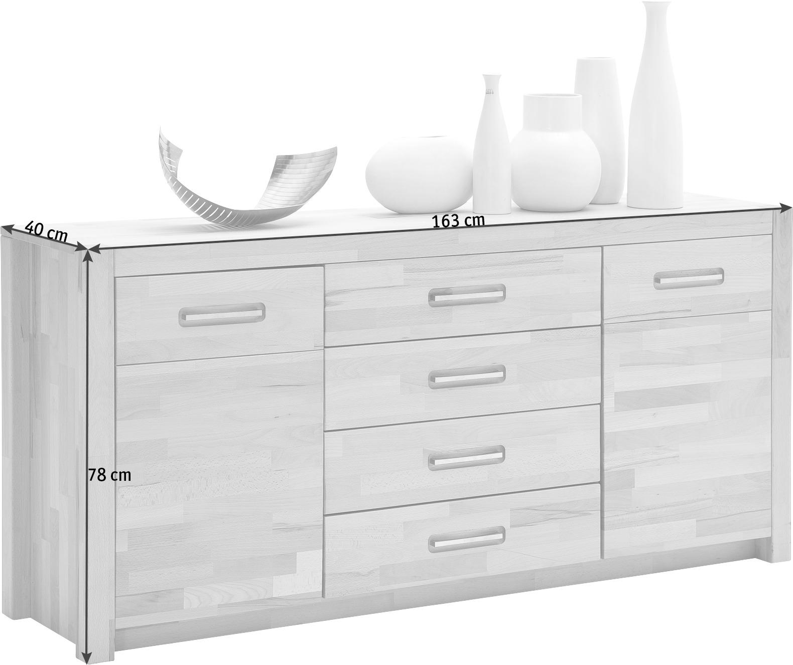 Geräumiges Sideboard aus massiver Buche mit Maßen