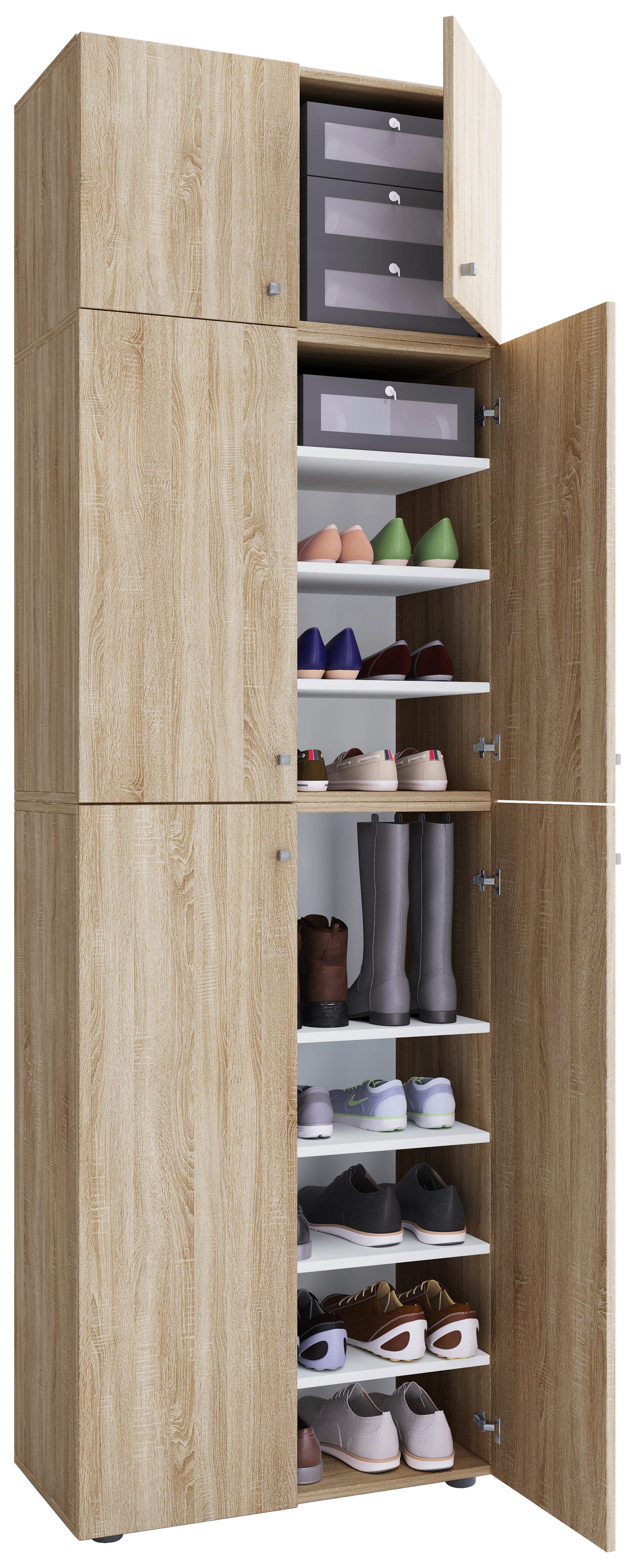 Schuhschrank Lona Xxl Sonoma Eiche Dekor B: 70 Cm - Schwarz/Sonoma Eiche, MODERN, Holzwerkstoff (70/223/39cm) - MID.YOU