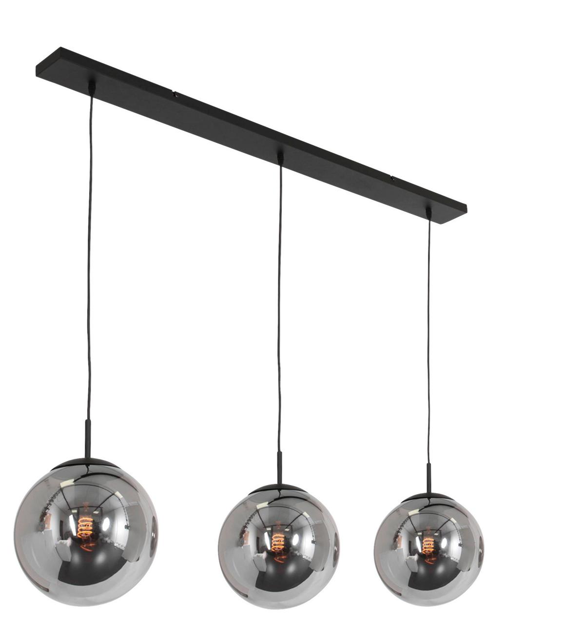 Pendelleuchte Bollique - Schwarz, Trend, Glas/Metall (25/40-150/120cm)