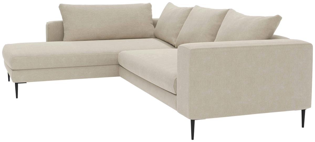 Ecksofa Aurora Ii - Beige/Schwarz, MODERN, Textil (210/295cm) - Trendmanufaktur