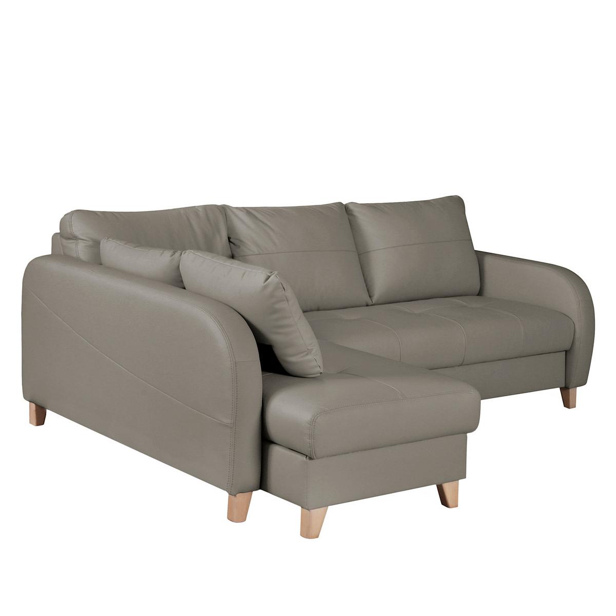 Ecksofa Compact Schlammfarben B: 168x227 Cm - Schlammfarben/Buchefarben, Design, Leder/Textil (168/227cm) - Livetastic