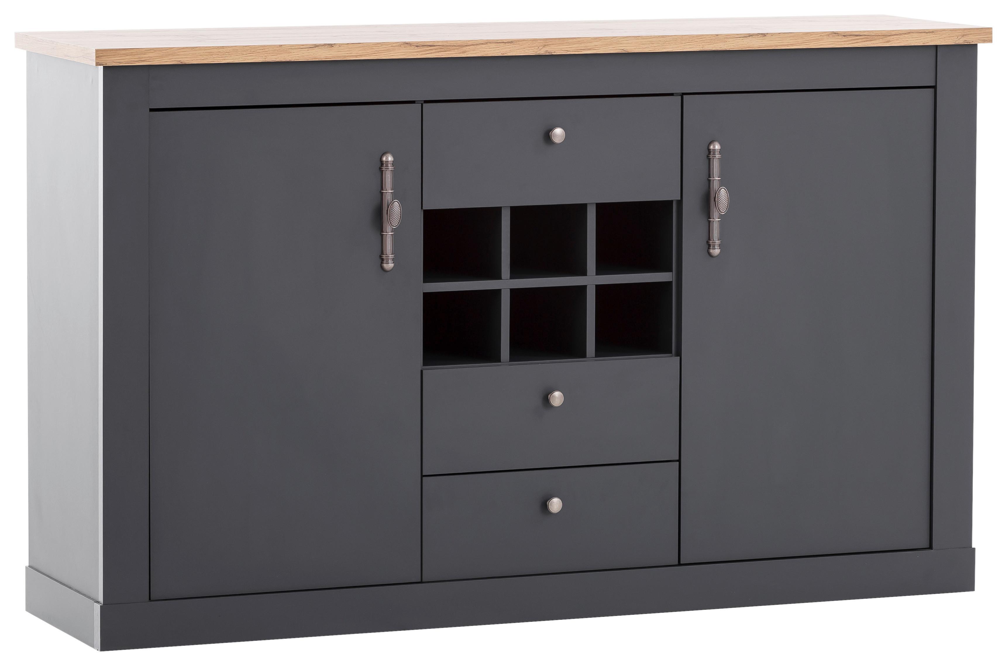 Sideboard Catania Anthrazit/Eiche Dekor B: 169cm - Anthrazit/Eiche Wotan, Design, Holzwerkstoff (169/104/45cm) - MID.YOU