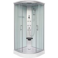 Duschkabine Rumba Komplett-Set Eckeinstieg, mit Massagedüsen - Chromfarben, KONVENTIONELL, Glas/Metall (90/90/215cm)