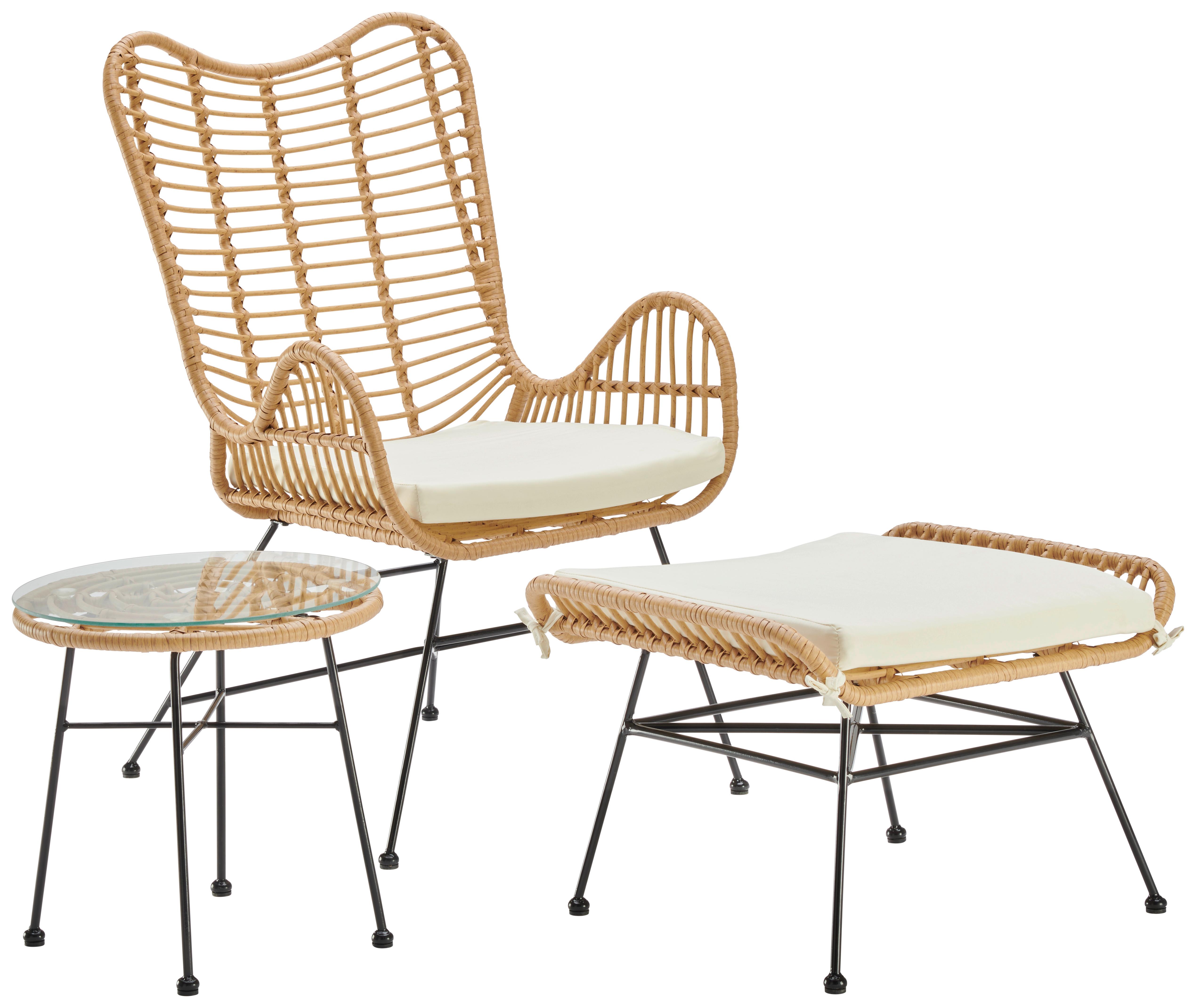 ZAHRADNÍ RELAXAČNÍ ŽIDLE EGON - černá/béžová, Moderní, kov/textil (117/107/111cm) - Mömax