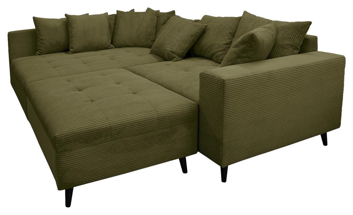 Ecksofa Pruno Olivgrün S: 174x247 cm - Schwarz/Olivgrün, Design, Textil (174/247cm) - MID.YOU