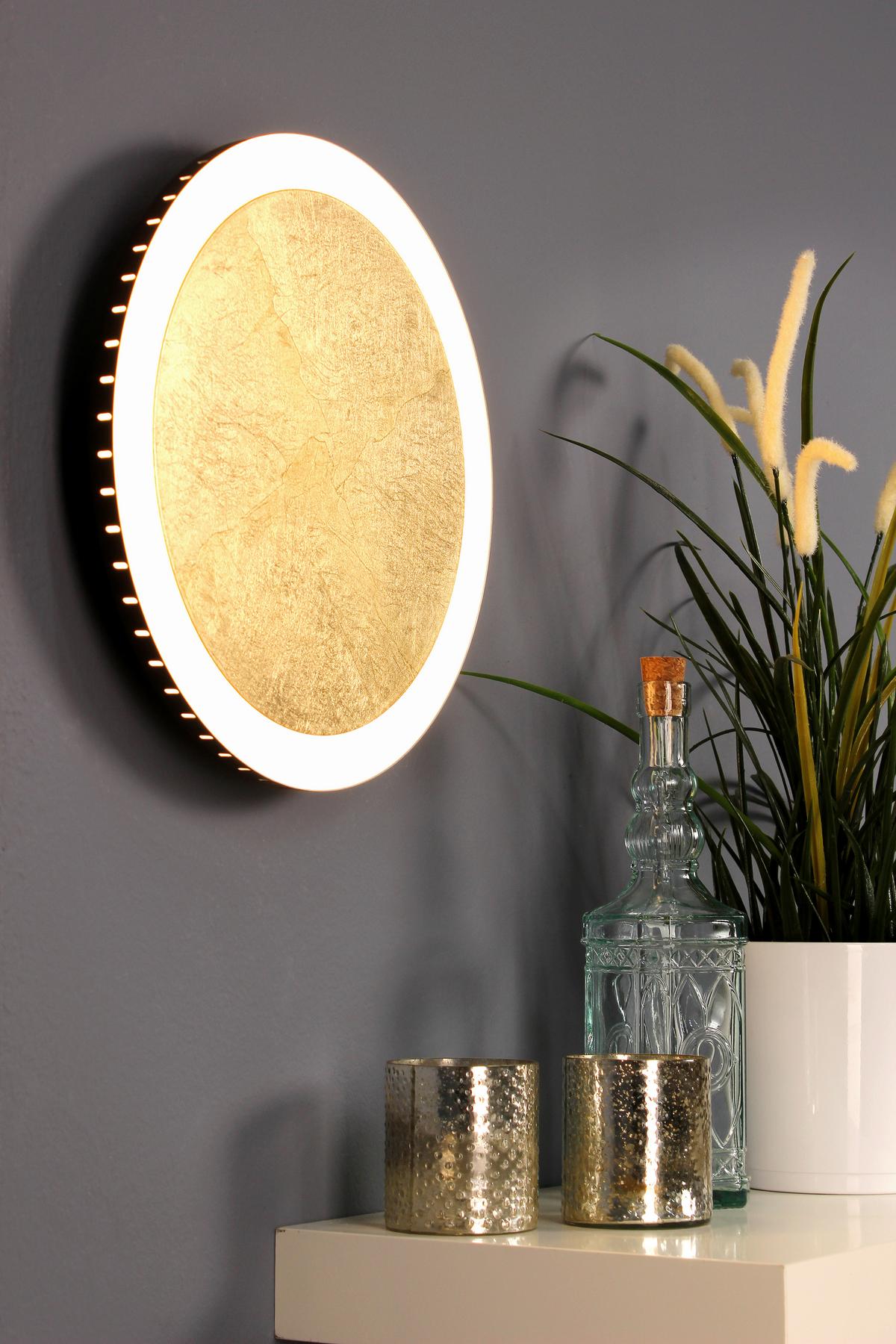 LED-Deckenleuchte Moon Ø 30 cm Mit 3 Helligkeitsstufen - Goldfarben/Schwarz, Design, Metall (30/4,1cm)