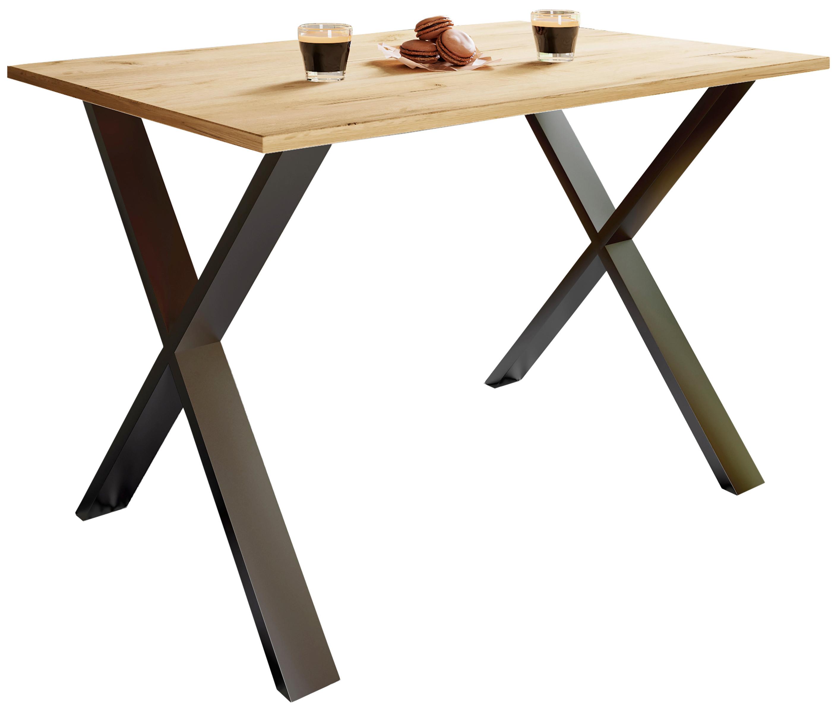 Esstisch Xona Schwarz/Eiche Dekor L: 110 cm - Honigeiche/Schwarz, Basics, Holzwerkstoff/Metall (110/50/76cm) - MID.YOU