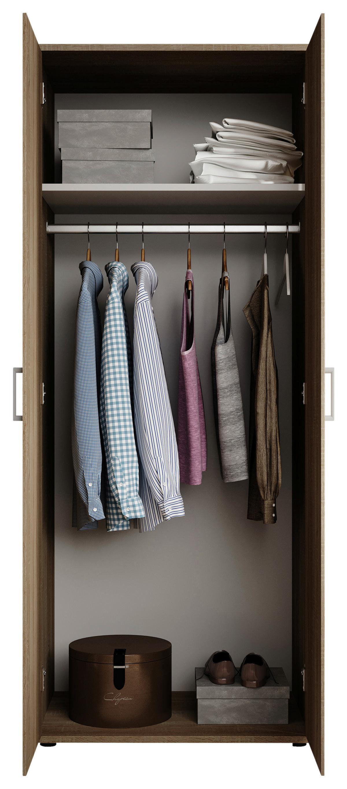 Kleiderschrank Olli Ii Sonoma Eiche Dekor, B: 80 Cm - Sonoma Eiche, KONVENTIONELL, Holzwerkstoff (80/196/54cm)
