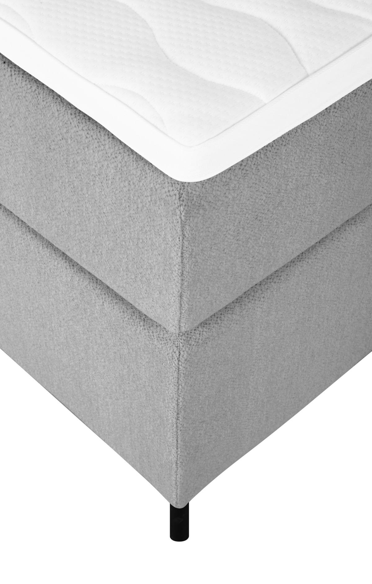 Boxspringbett Linz 140x200 Cm Grau Inkl. Topper - Schwarz/Grau, MODERN, Textil (140/200cm) - MID.YOU