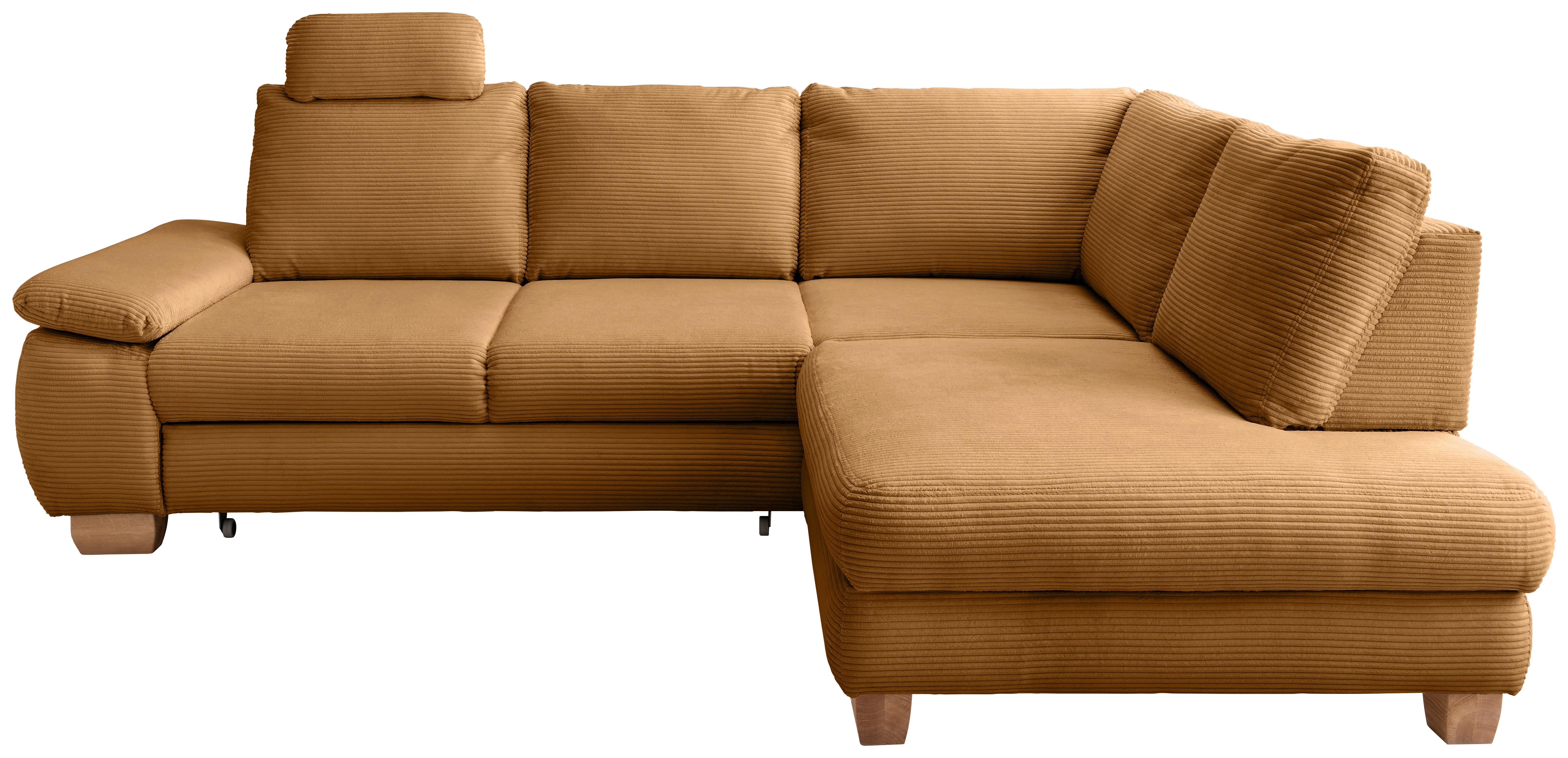 Eckschlafsofa Positano Goldfarben S: 261x206 cm - Wildeiche/Goldfarben, MODERN, Textil (261/206cm) - Livetastic