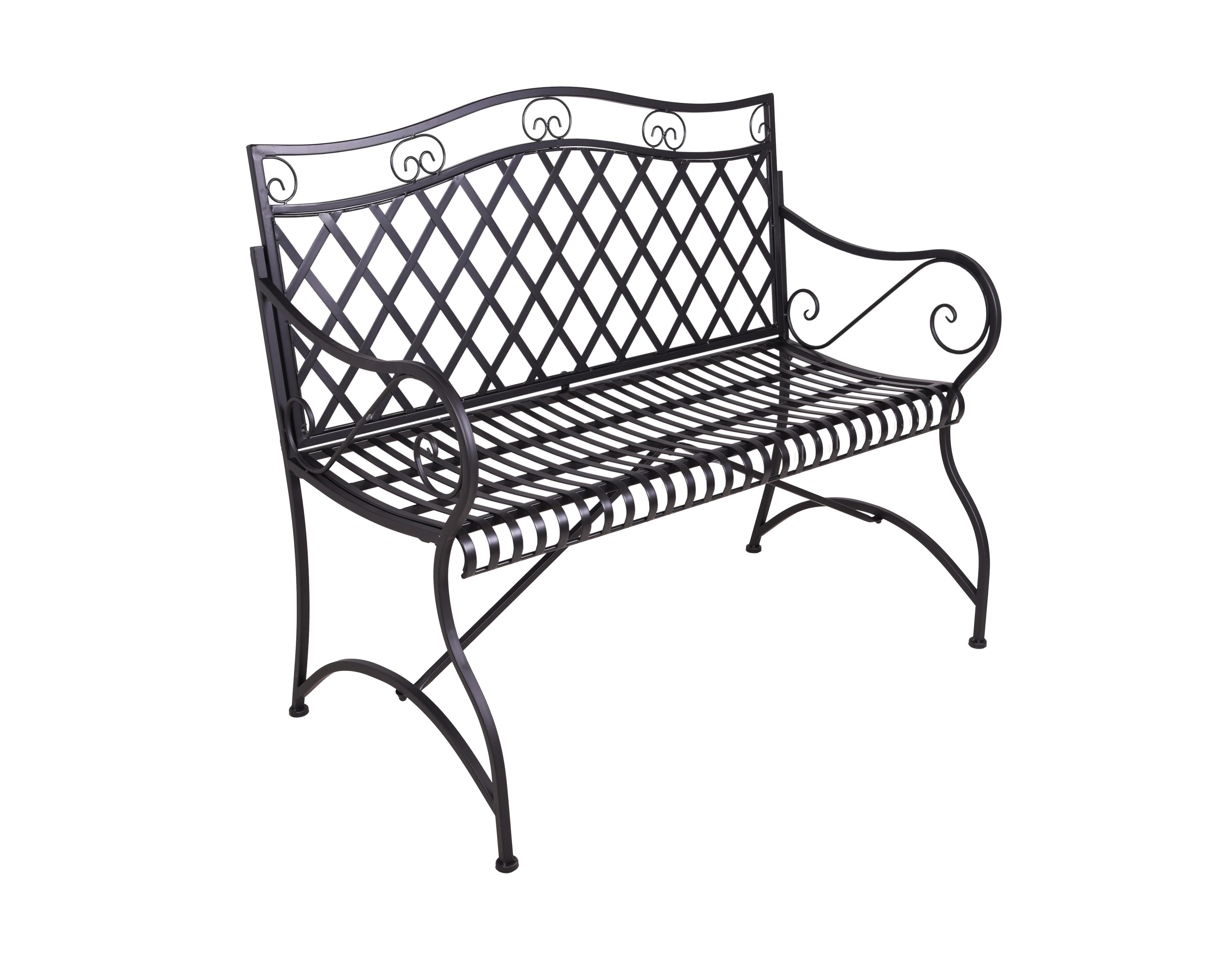 Gartenbank Edelstahl 2-Sitzer Porak - Schwarz, LIFESTYLE, Metall (115,5/97/60cm)