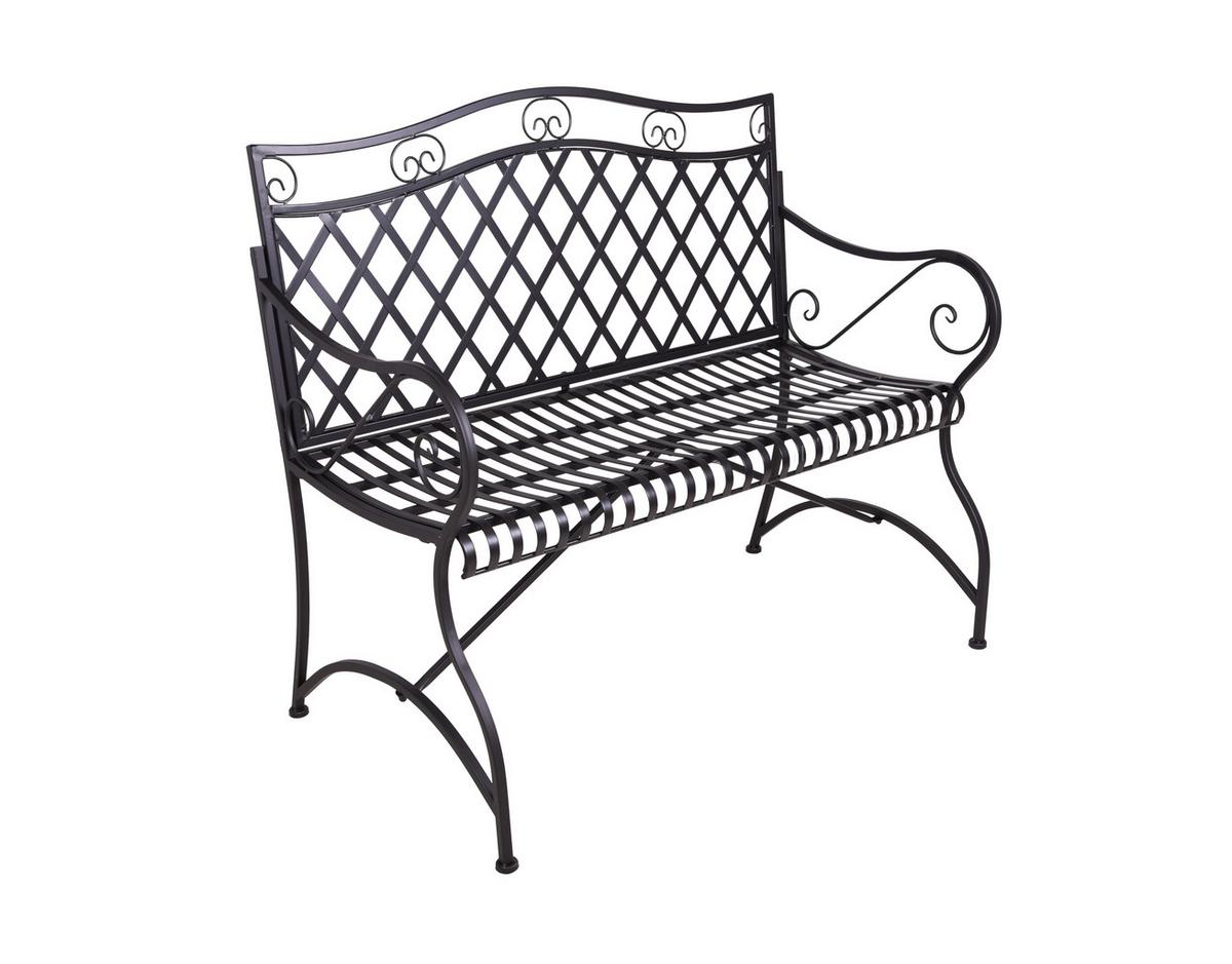 Gartenbank Edelstahl 2-Sitzer Porak - Schwarz, LIFESTYLE, Metall (115,5/97/60cm)