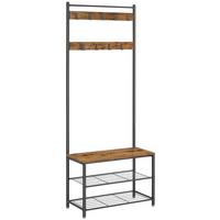 Garderobenständer mit Sitzfläche, B: 70cm, H: 175 cm - Schwarz/Braun, Trend, Holzwerkstoff/Metall (70/175/32cm) - Boxxx