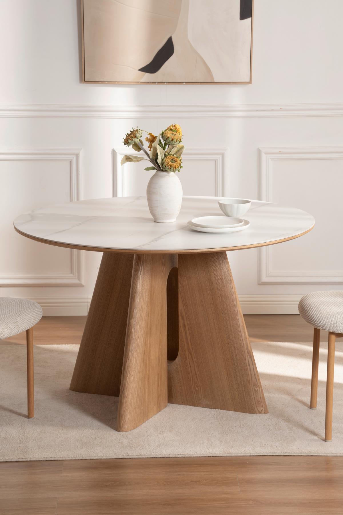 Esstisch Otis Weiß/Eichefarben D: 120 cm - Eichefarben/Weiß, MODERN, Holz/Holzwerkstoff (120/120/75cm) - Livetastic