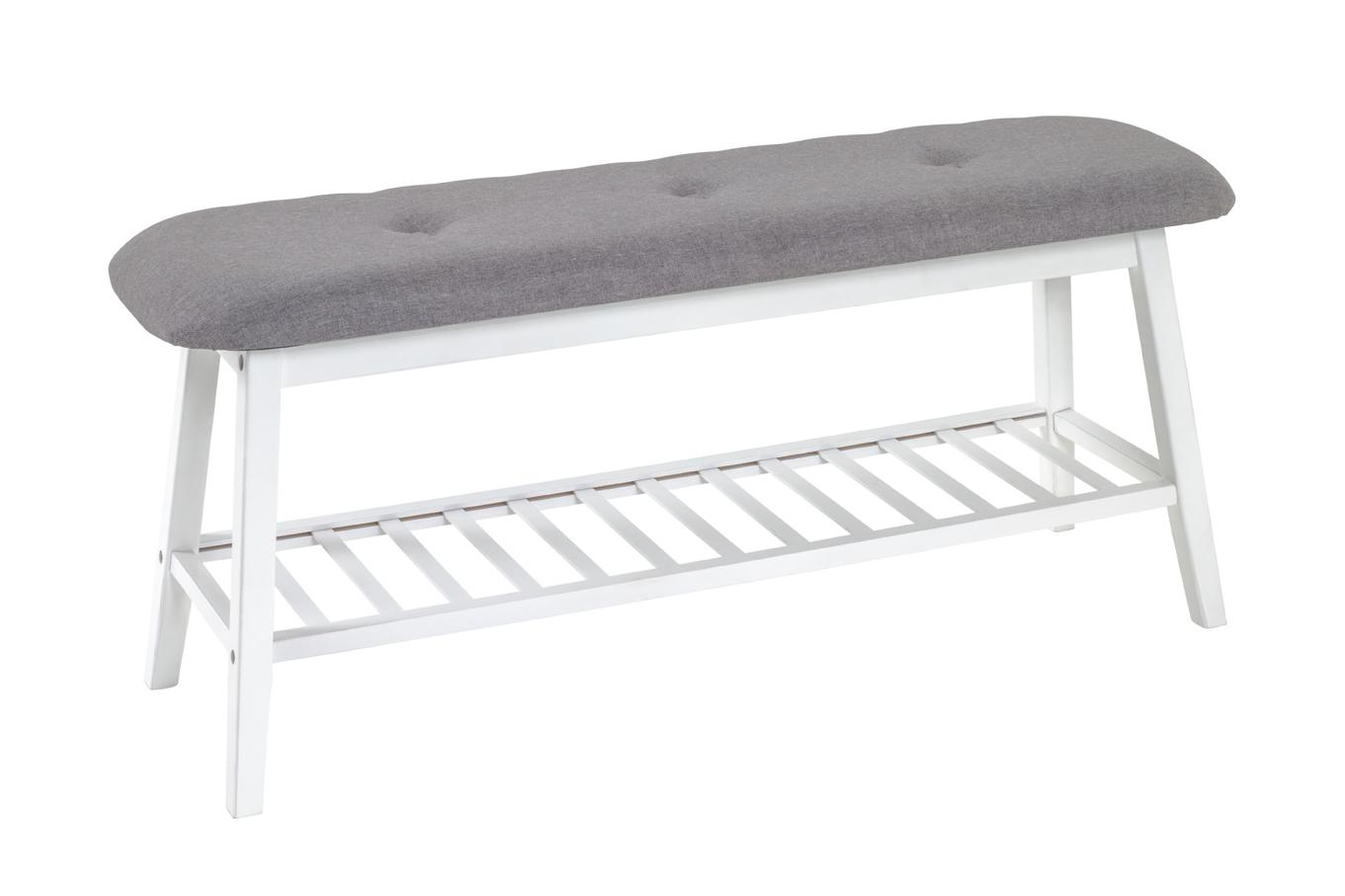 Lavice Nicole Šedá/bílá - šedá/bílá, Basics, textil/přírodní materiály (100/44/30cm)