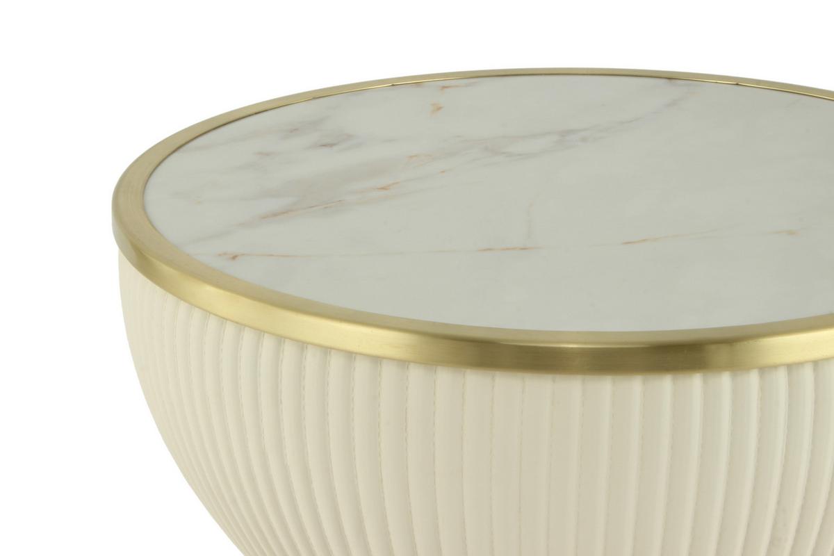 PRÍRUČNÝ STOLÍK JOKAI 225 CREME - zlatá/krémová, Design, kov/textil (47/51cm) - MID.YOU