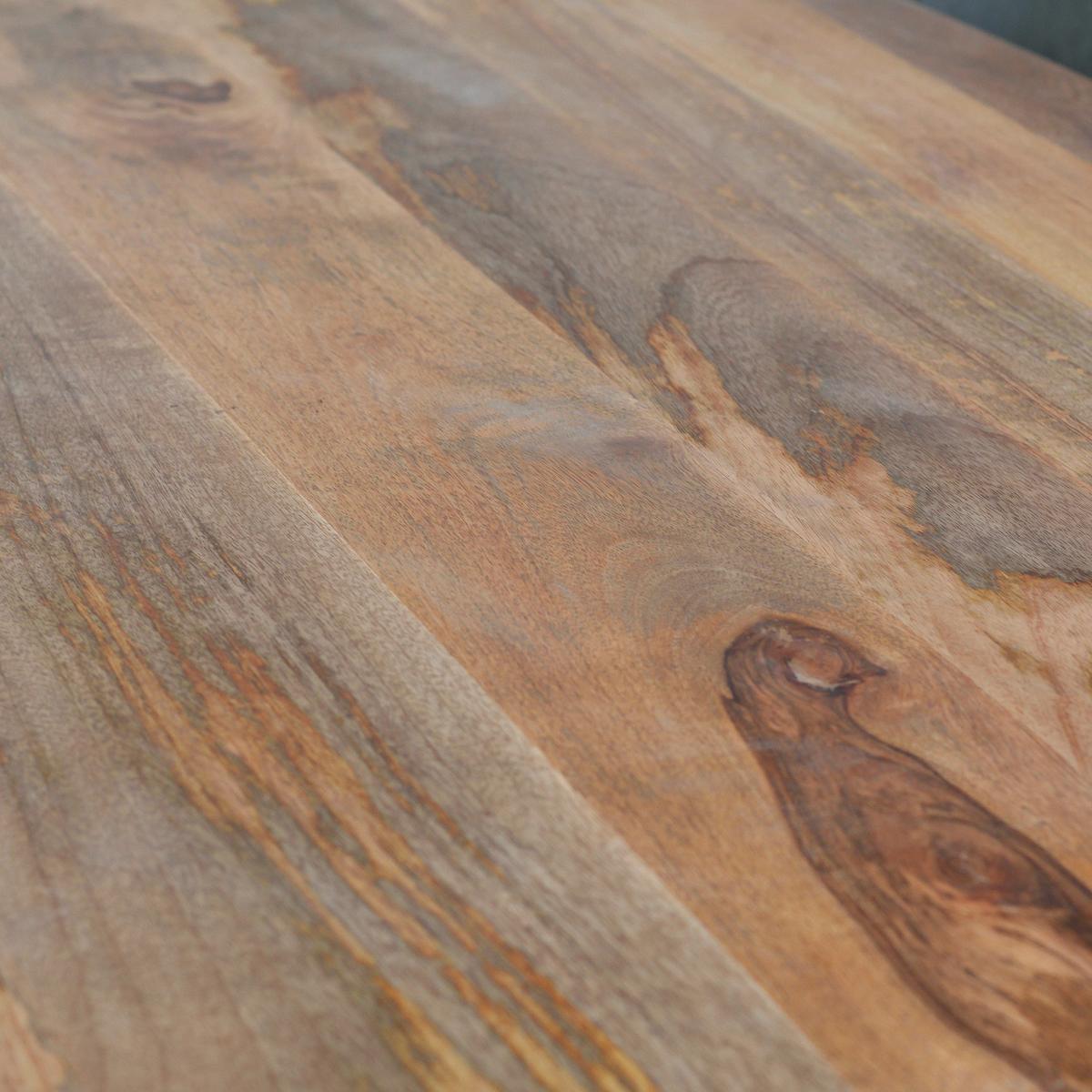 Esstisch Industrial Round - Schwarz/Braun, Natur, Holz/Metall (160/90/77cm) - MID.YOU