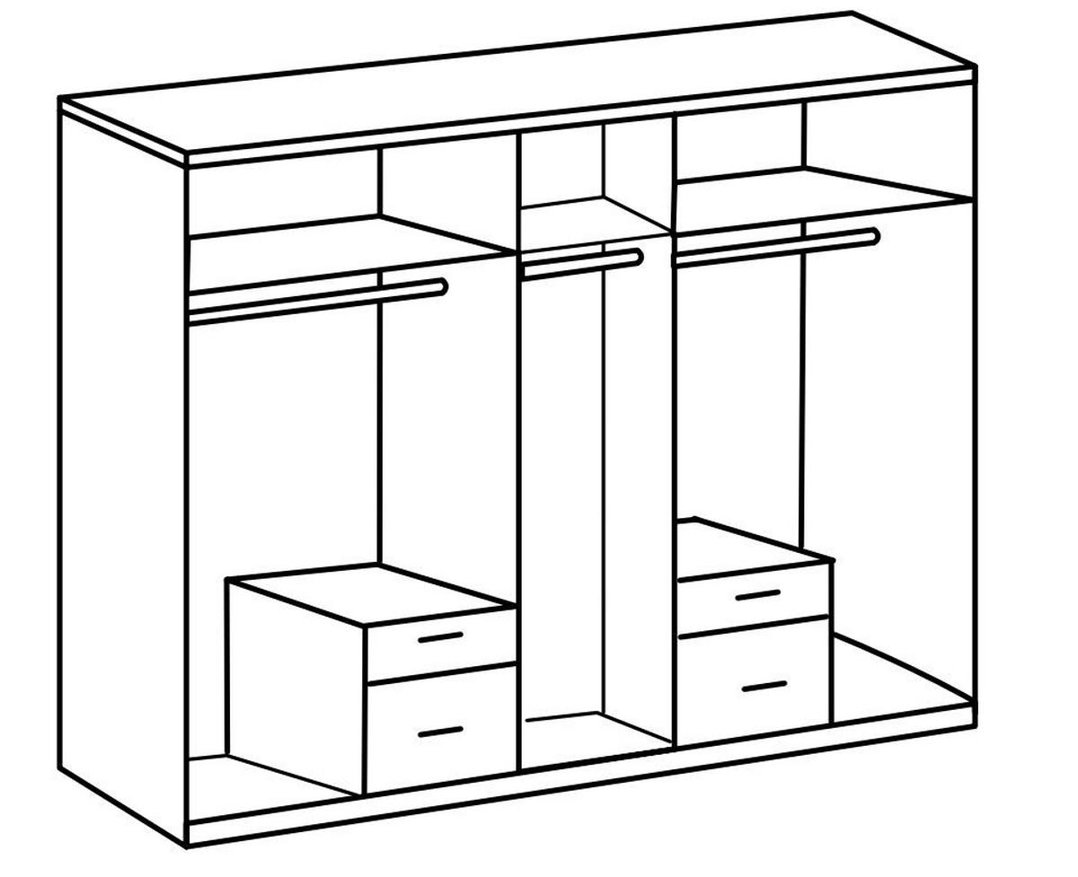 Drehtürenschrank Mit Spiegel 225cm Fly, Weiß/ Eichendekor - Eichefarben/Weiß, Design, Glas/Holzwerkstoff (225/210/58cm) - MID.YOU