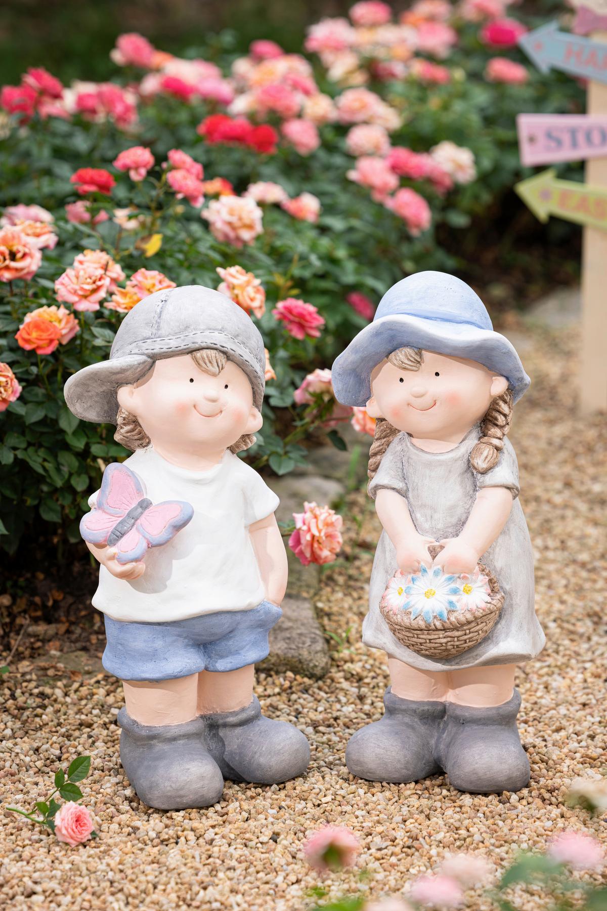 Dekofigur Kind Mathilde - Blau/Pink, KONVENTIONELL, Stein (17,5/16,5/41,5cm) - Luca Bessoni