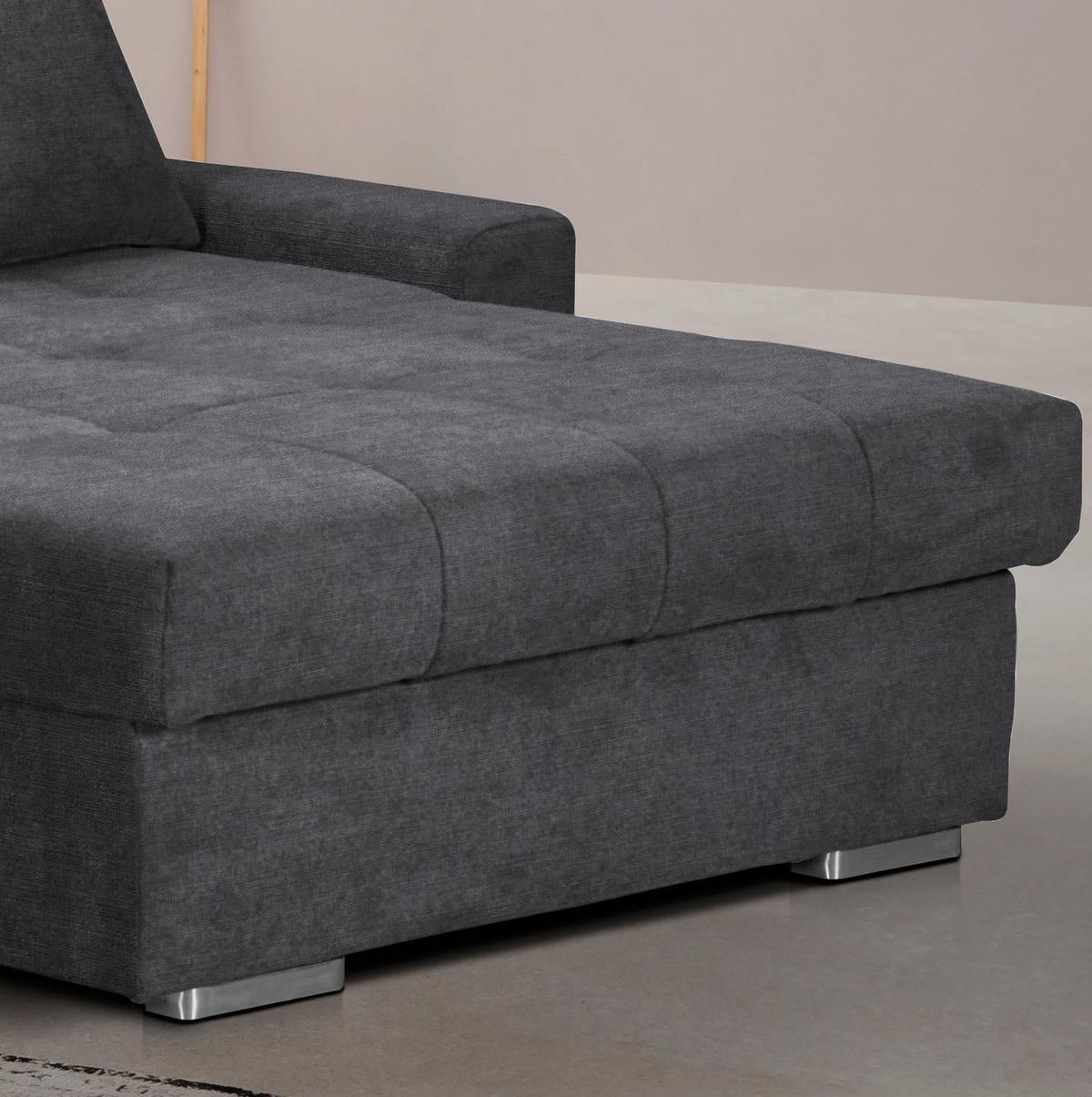 Ecksofa mit Schlaffunktion Salvador inkl. Bettkasten Grau - Wengefarben/Dunkelgrau, MODERN, Holz/Textil (293/164cm) - MID.YOU