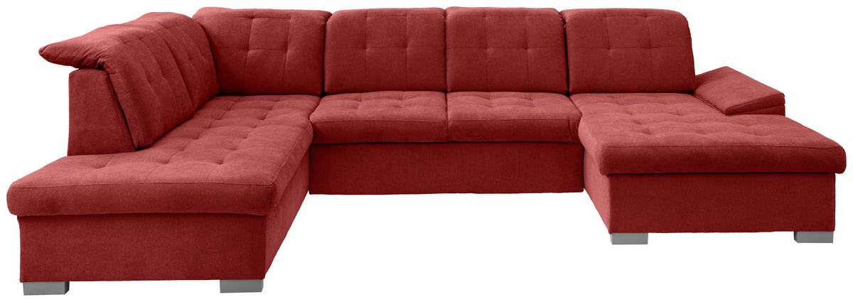 Wohnlandschaft Zira Rot U: 212x330x169cm - Chromfarben/Rot, MODERN, Textil (212/330/169cm) - Livetastic