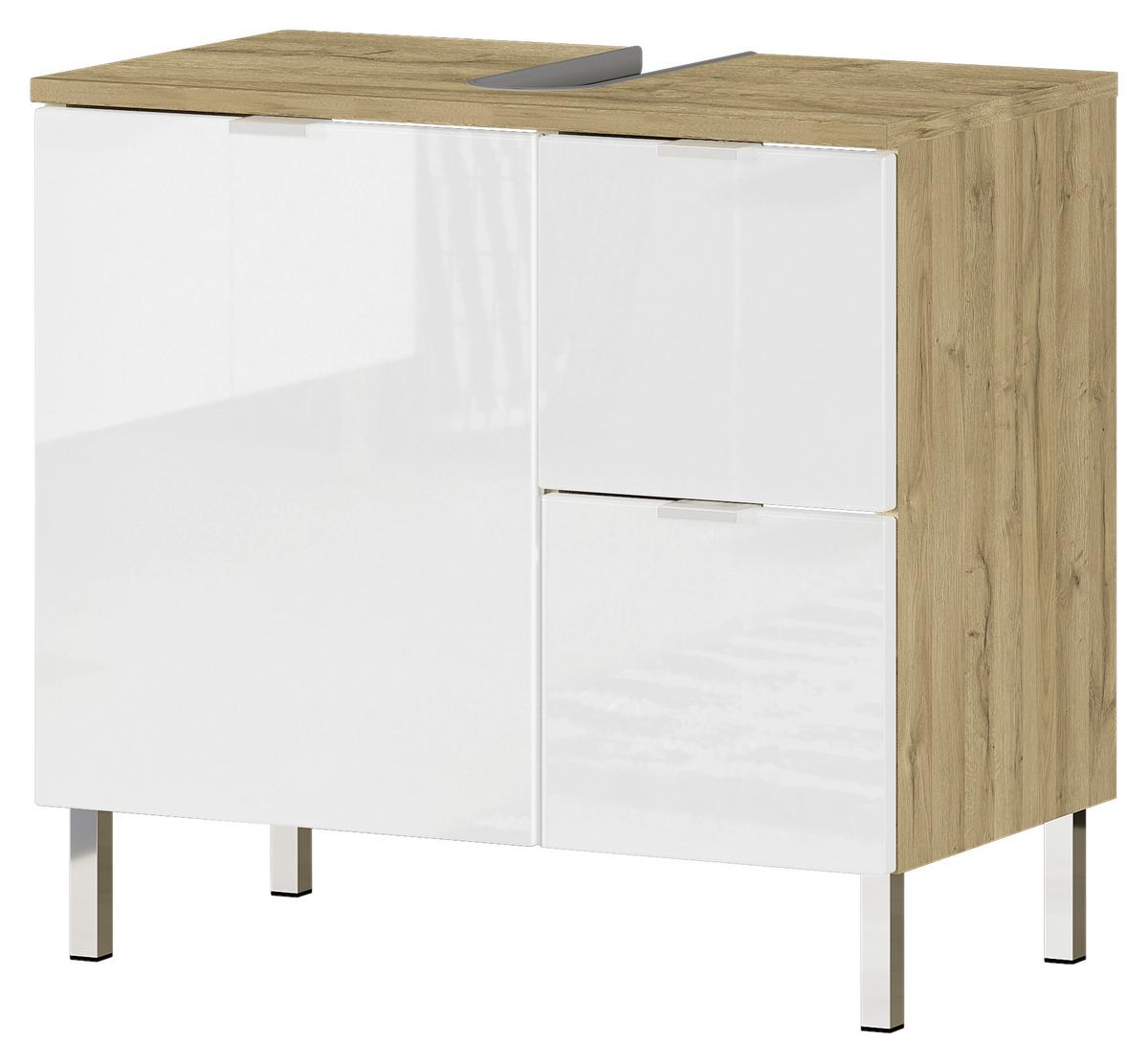 Waschbeckenunterschrank Gw-Mauresa B: 60 cm - Chromfarben/Eichefarben, KONVENTIONELL, Holzwerkstoff (60/56/34cm) - Germania