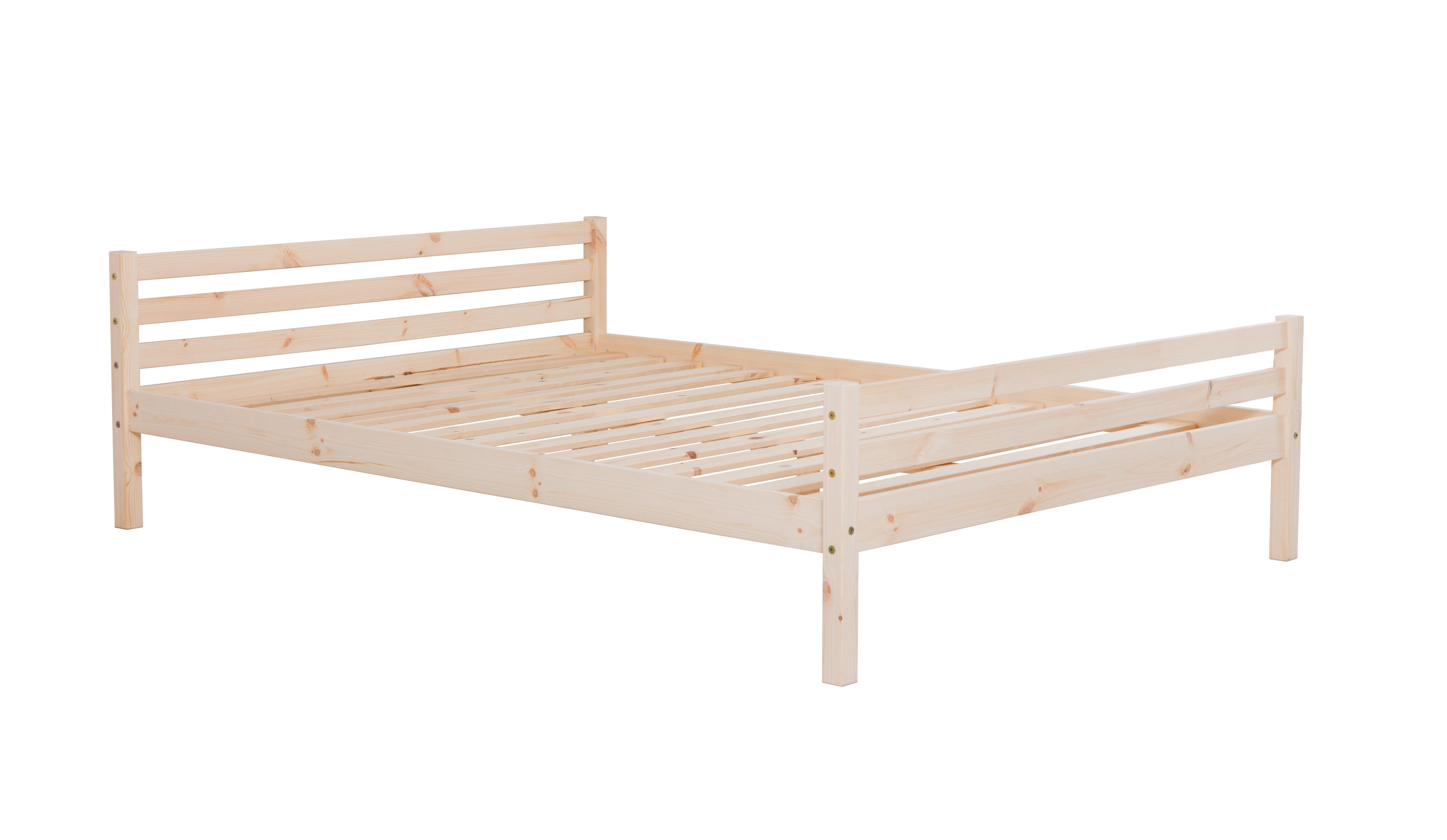 Bett Echtholz Massiv 140x200 Nadine, Kiefer Natur - Kieferfarben, KONVENTIONELL, Holz (140/200cm) - MID.YOU