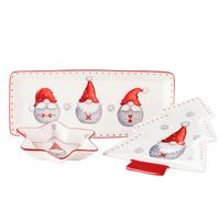 Servierplatte Aus Steingut Aurela D: 26,8-36 cm - Rot/Weiß, Basics, Keramik - Mäser