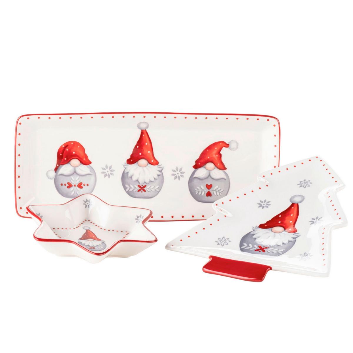 Servierplatte Aus Steingut Aurela D: 26,8-36 cm - Rot/Weiß, Basics, Keramik - Mäser