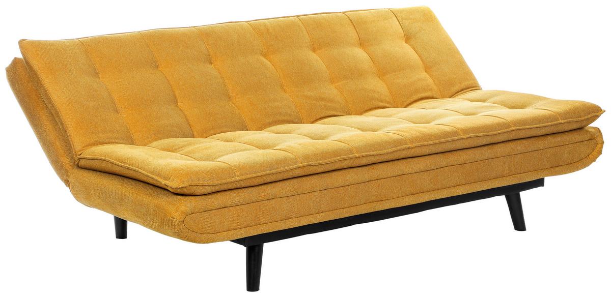 Rozkládací pohovka SUN, žlutá, sklopná, max. 360 kg - černá/žlutá, Moderní, dřevo/textil (190/83/93cm) - Mömax