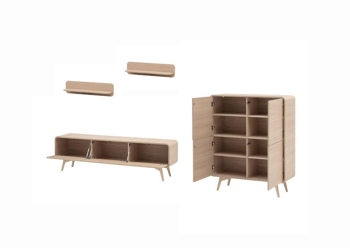 Torsby Wohnwand Eichefarben B: 308 cm - Eichefarben, Design, Holzwerkstoff (308/170/39cm) - Livetastic