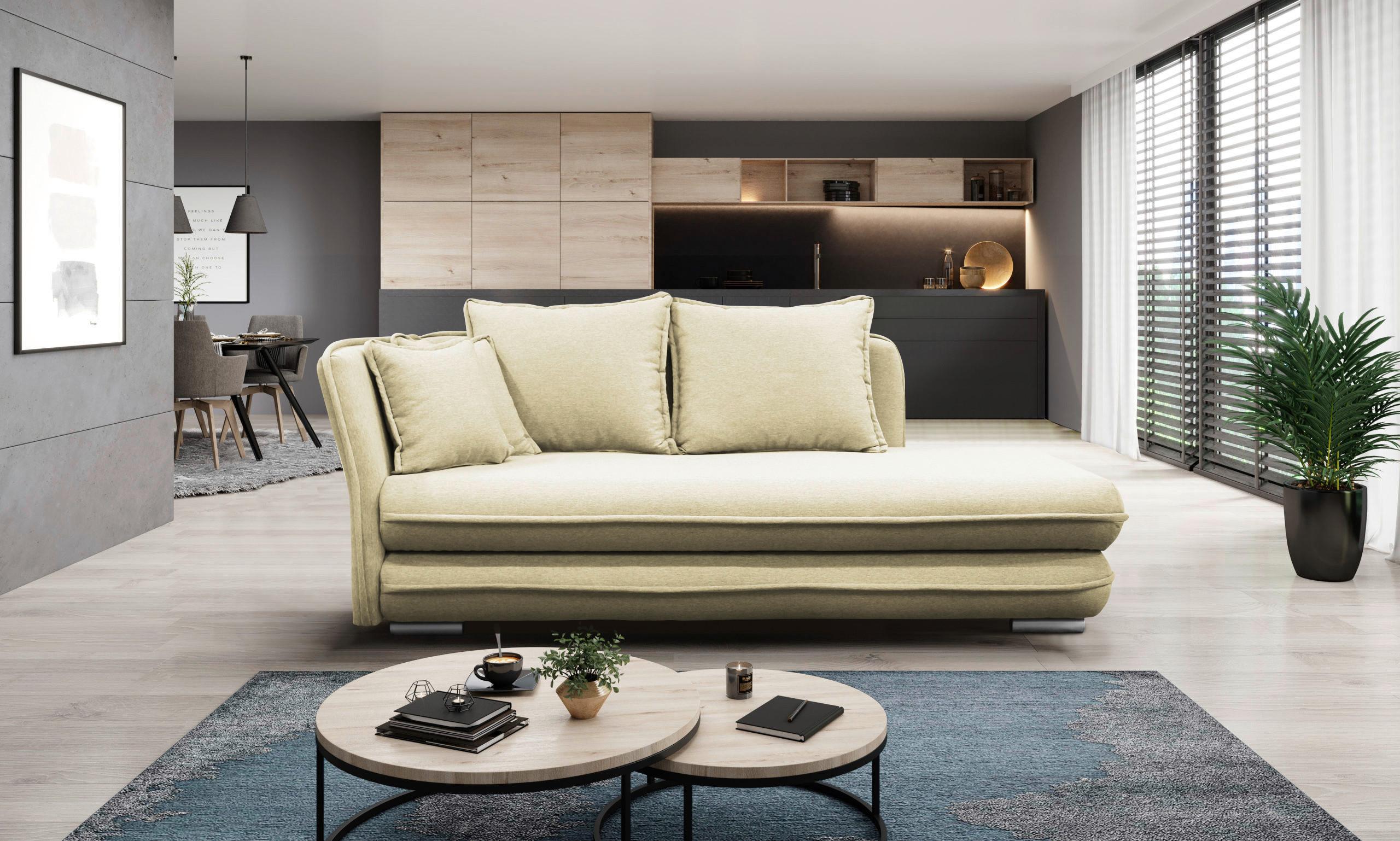 Relaxliege Latte L: 107 Cm Creme Mit Bettkasten - Silberfarben/Creme, Design, Textil (107/84/99/224cm) - MID.YOU