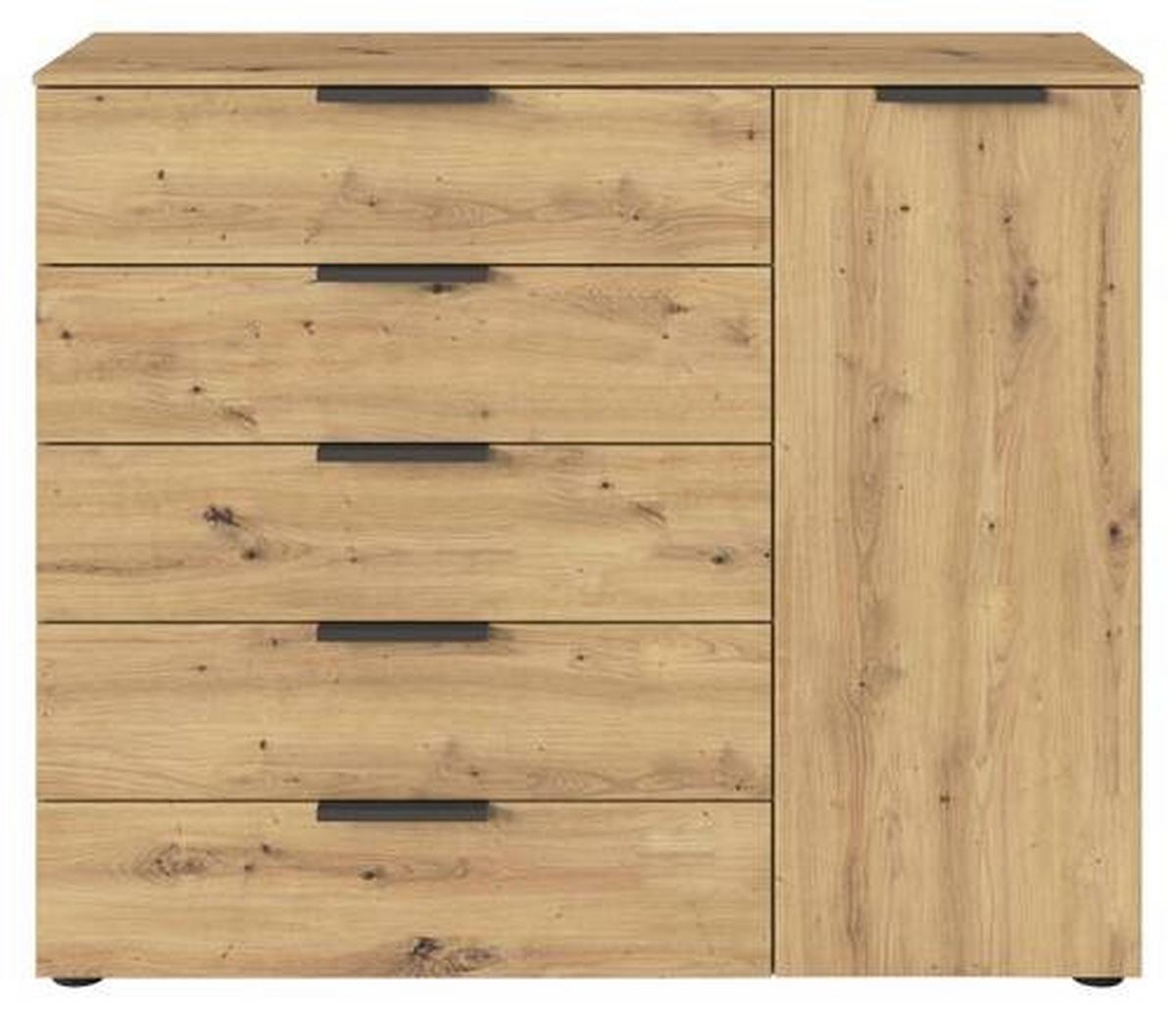 Kommode 120 cm Flipp Eiche/Graphitfarben - Graphitfarben/Eiche Artisan, MODERN, Holzwerkstoff (120/100/42cm) - Rauch Möbel