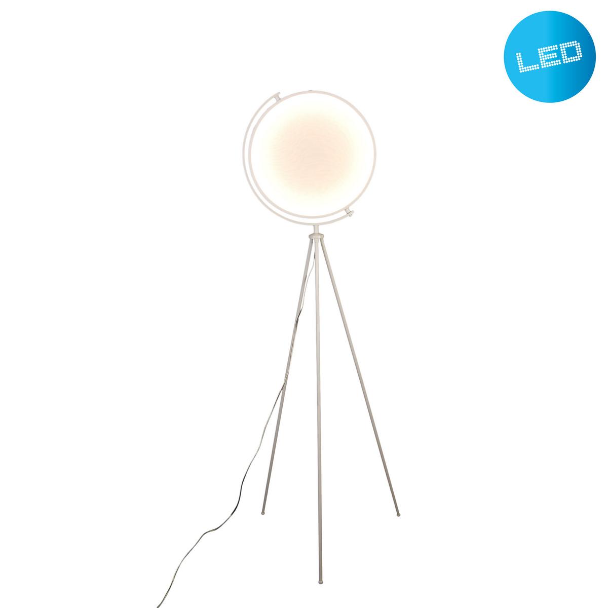 LED-Stehlampe Munega Weiß Rund - Weiß, Design, Kunststoff/Textil (41/156cm) - Näve