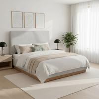 Čalouněná postel JOSEF 160x200 cm, šedá - šedá/černá, Moderní, kov/dřevo (160/200cm) - Bessagi Home