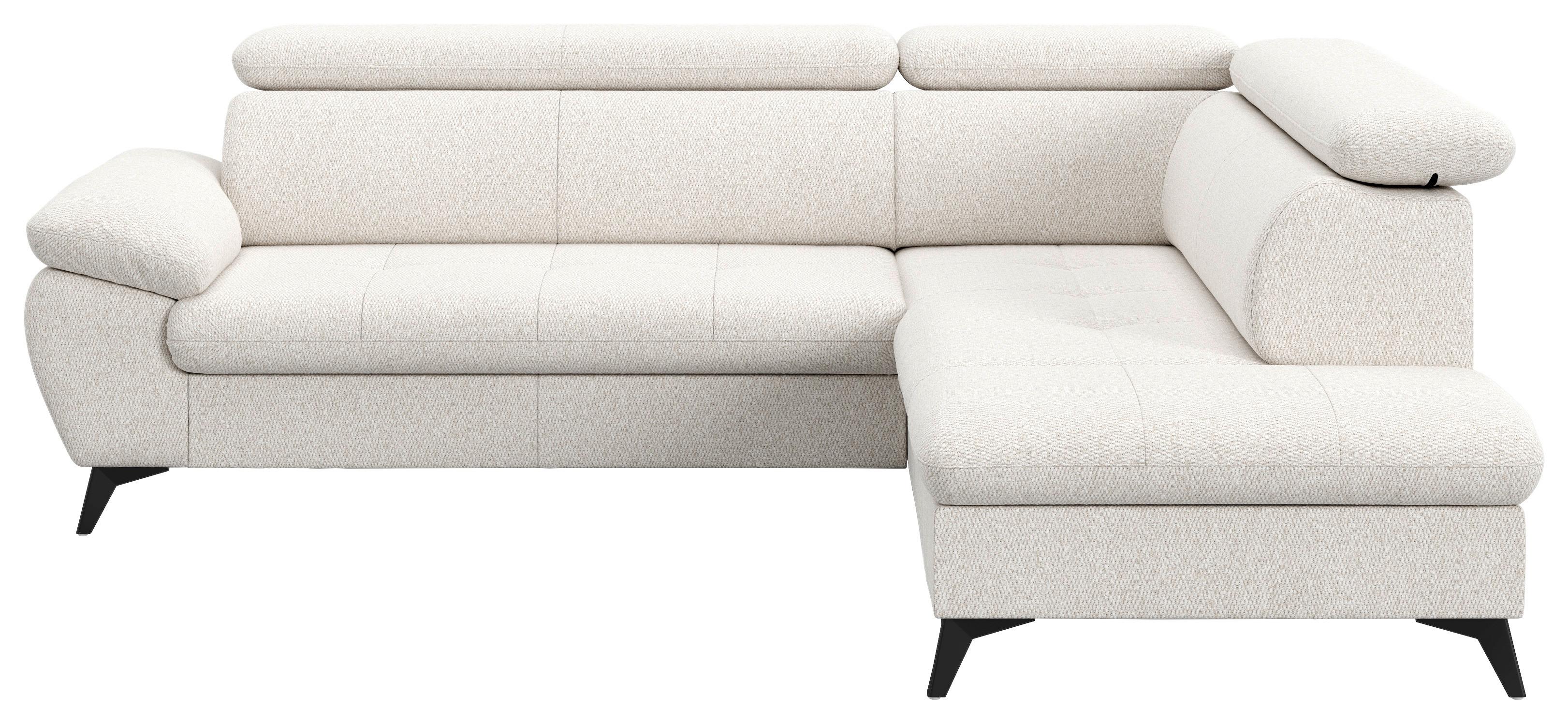 Ecksofa mit Bettfunktion Hudson, Chenille Silberfarben - Silberfarben/Schwarz, KONVENTIONELL, Textil (256/207cm) - Sembella