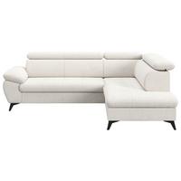 Ecksofa mit Bettfunktion Hudson, Chenille Silberfarben - Silberfarben/Schwarz, KONVENTIONELL, Textil (256/207cm) - Sembella