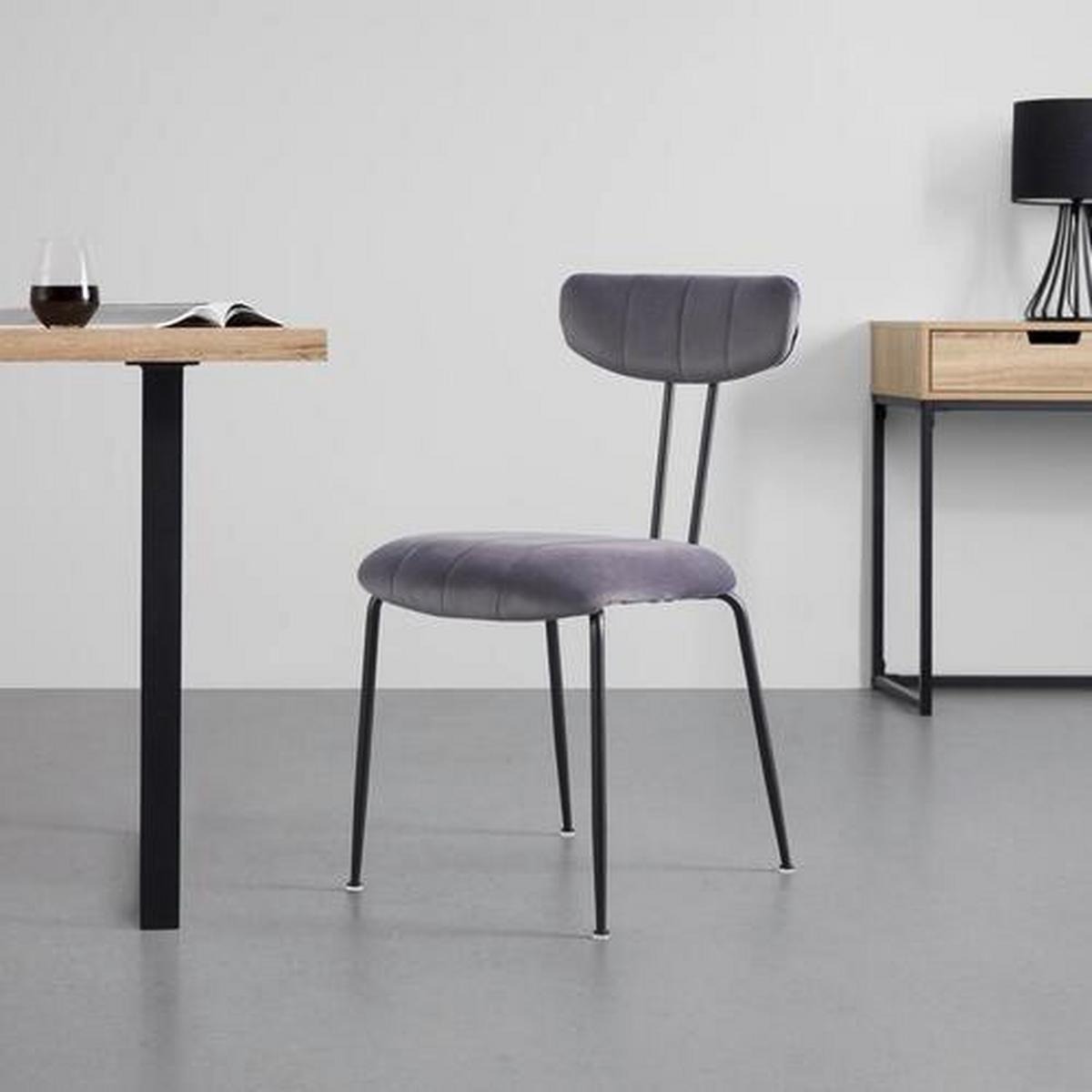 Jídelní židle TYLOR šedá - černá/tmavě šedá, Moderní, kov/textil (45/85/58cm) - Modern Living