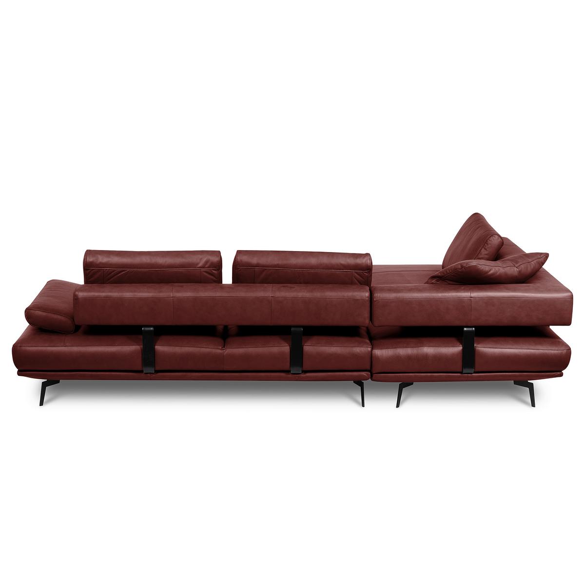 Ecksofa Como Echtleder Rot 237x306 - Rot/Schwarz, Design, Leder (237/306cm) - Livetastic