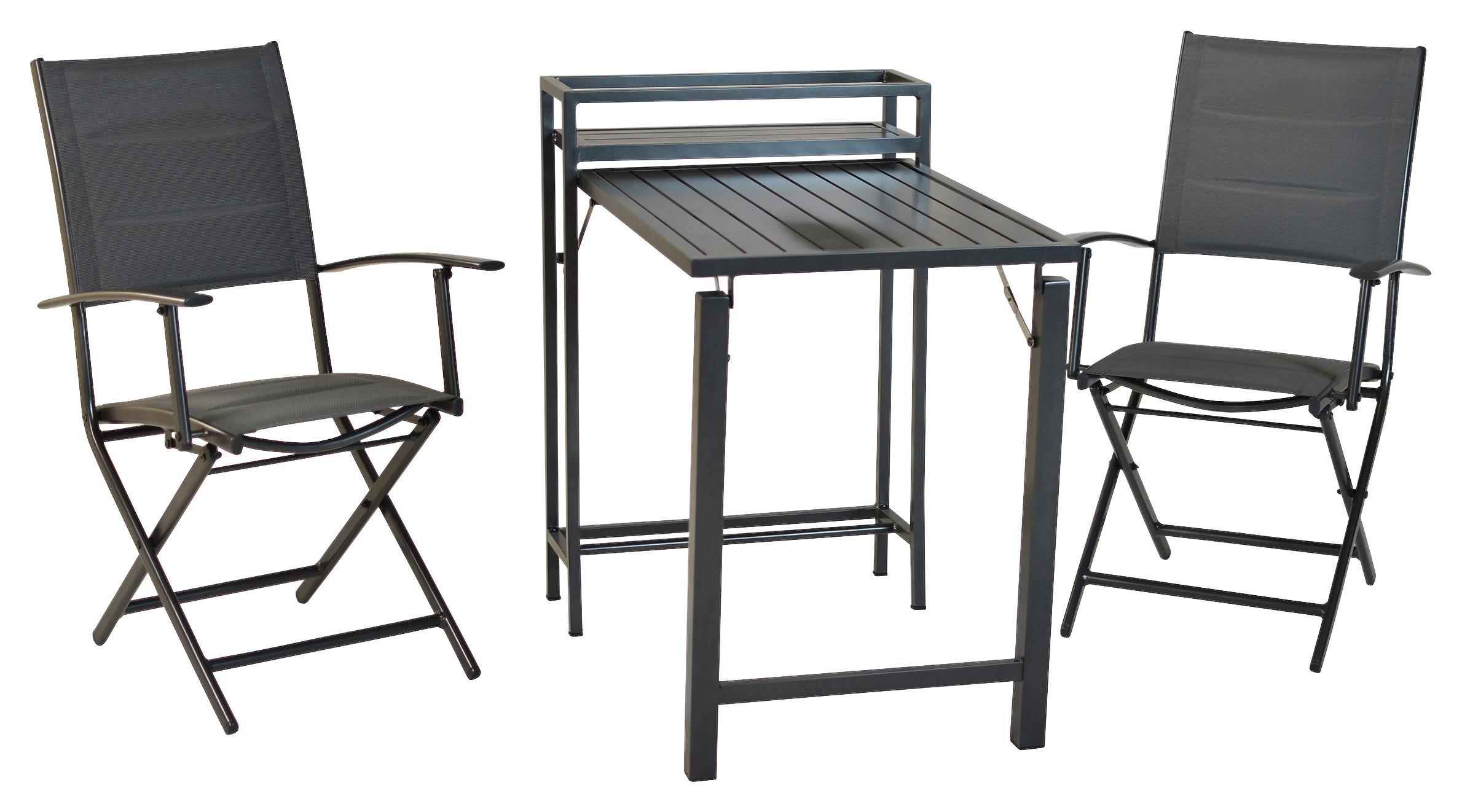 Gartenset Florenz - Graphitfarben/Grau, MODERN, Textil/Metall - Gardenson