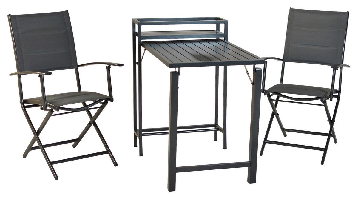 Gartenset Florenz - Graphitfarben/Grau, MODERN, Textil/Metall - Gardenson